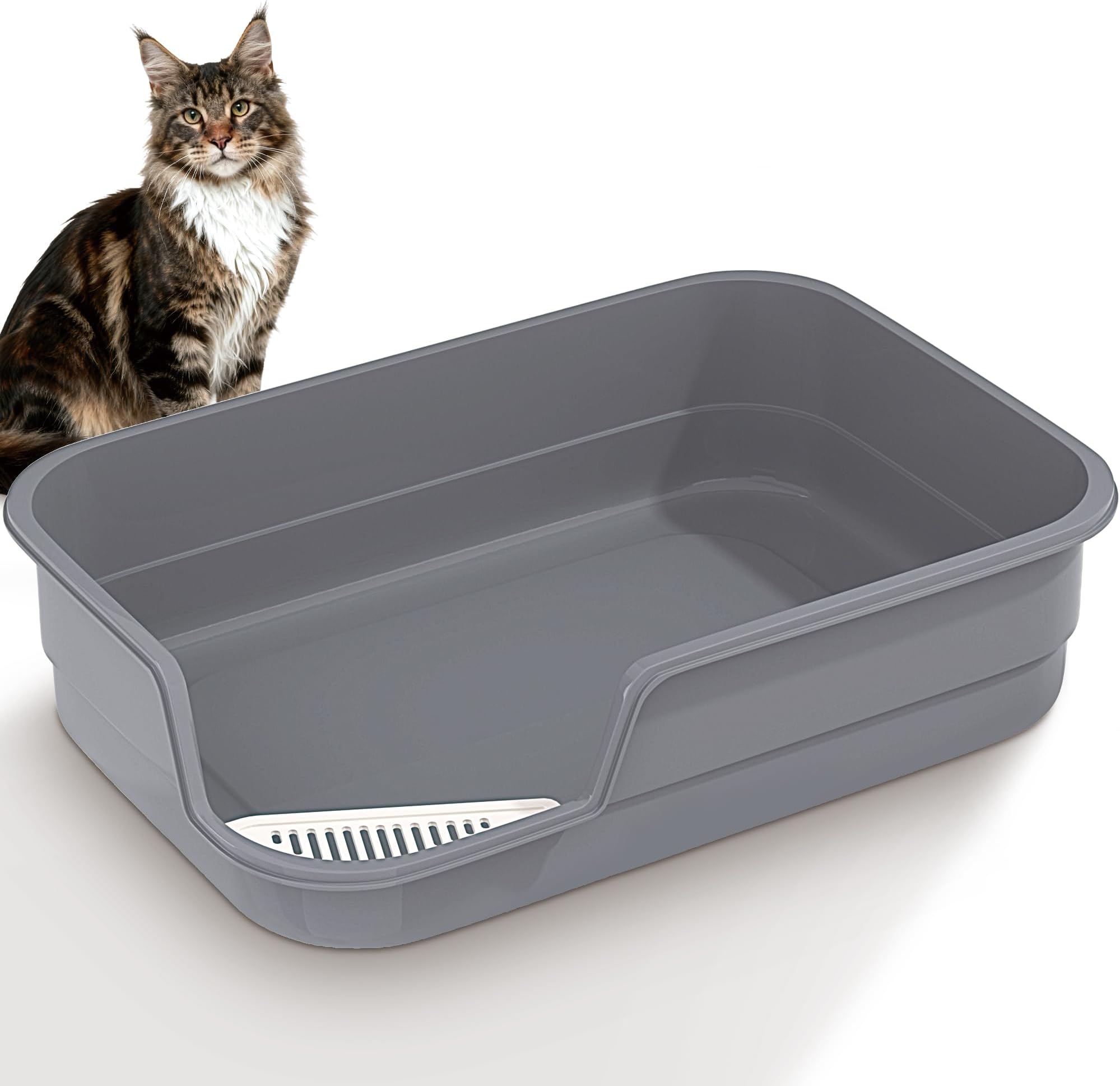 Vealind Extra Large Cat Litter Tray with High Sided and Low Entrance 60 X 40 X 15 CM XL Litter Trays for Cats Leak Proof Easy Clean Cat Litter Box