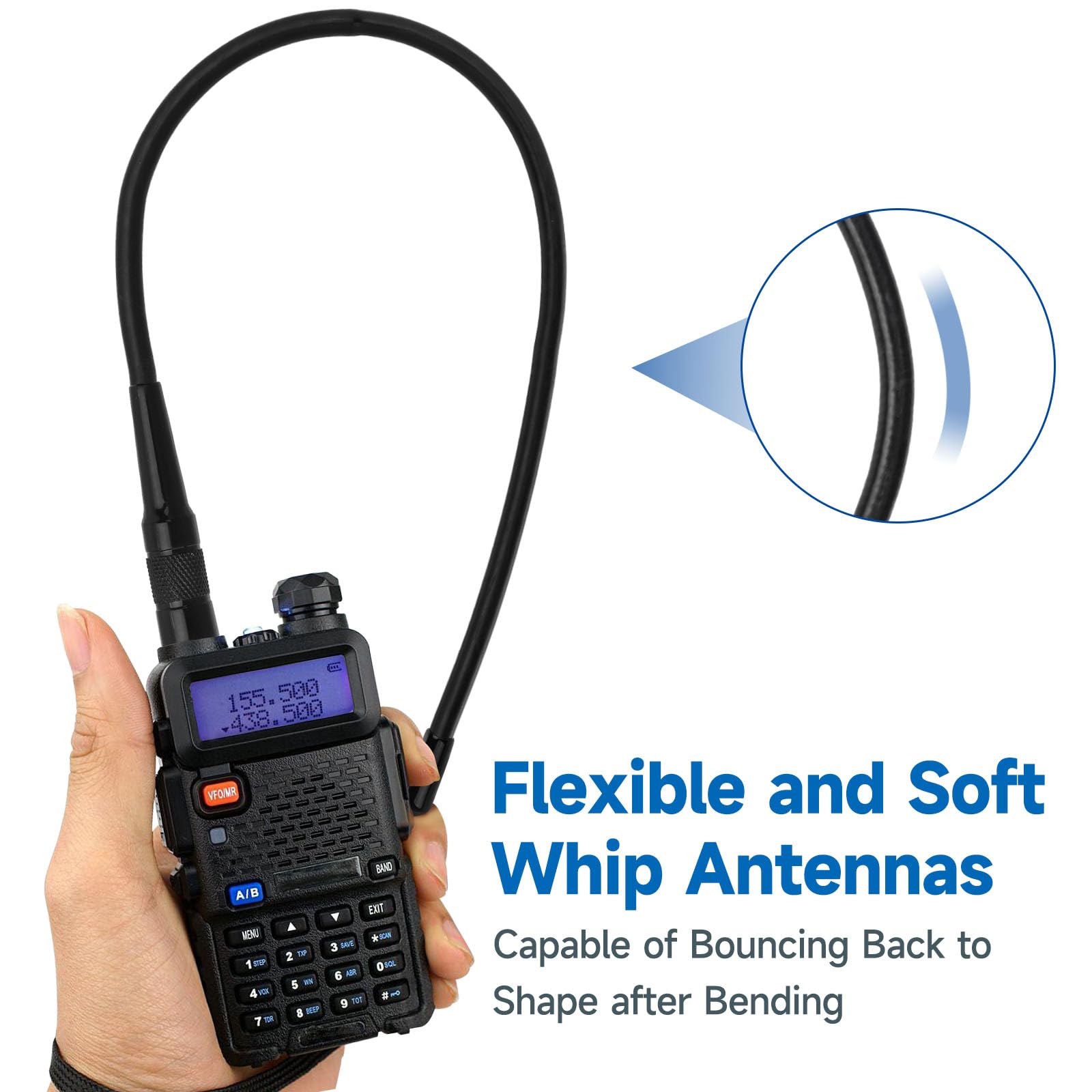 Eightwood Antenne Talkie-walkie Double Bande - Antenne Radio Portable - Antenne Radio SMA Two Way - pour Ham Radio Baofeng UV-82 UV-5R RT5R RA79 Quansheng Kenwood