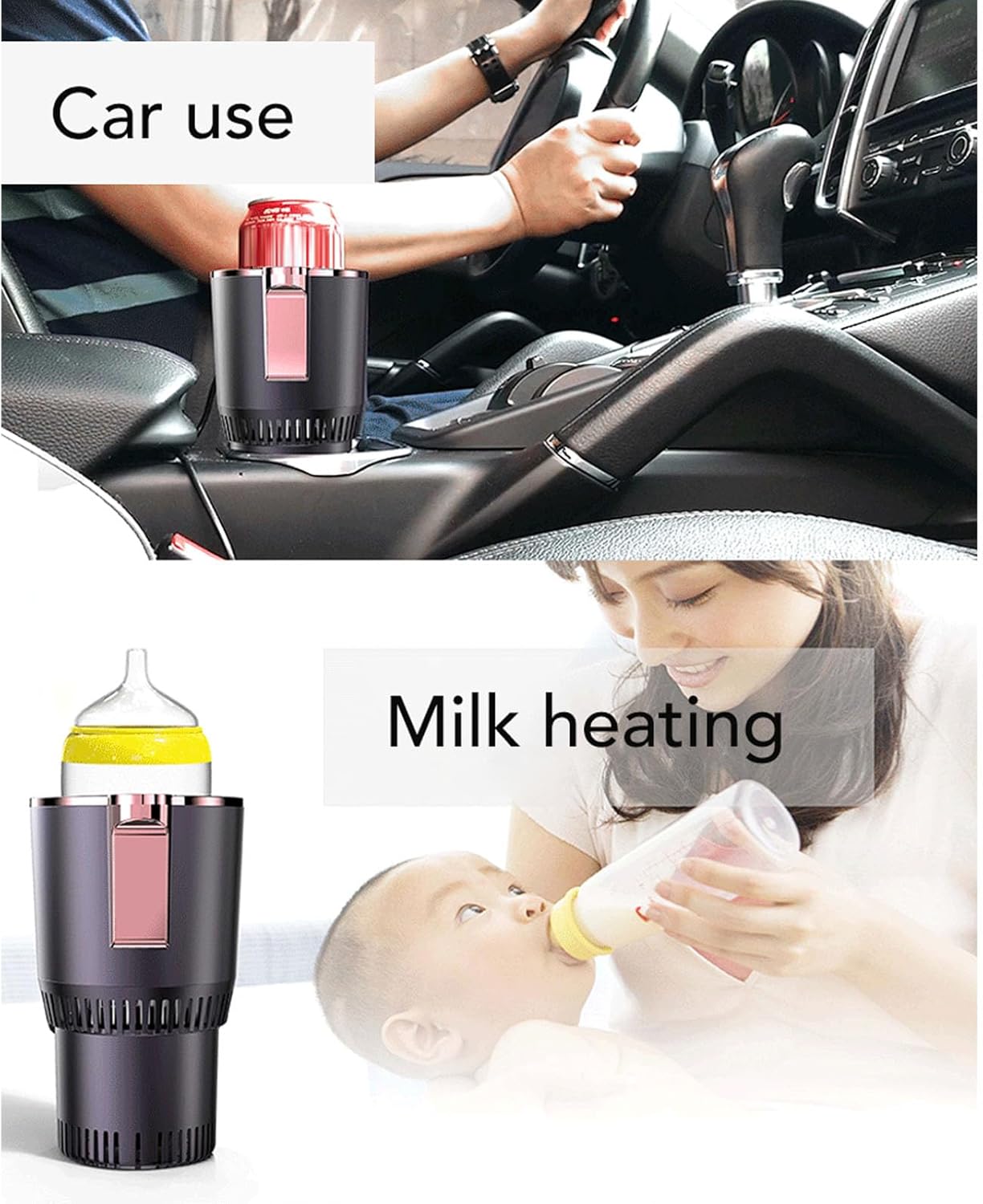 TOPINCN Heat Cup Holder, 2 in 1 Car Cup Warmer Cooler with LCD Display, Auto Car Cooling Heating Cup Holder, Suitable for Driving, Picnics (#1)