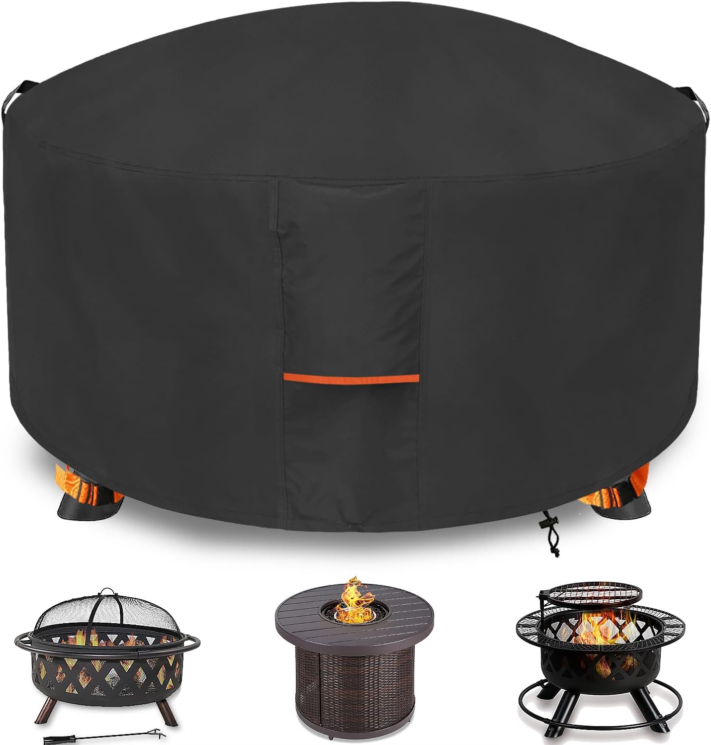 Dalema Round Fire Pit Cover,Outdoor 600D Heavy Duty