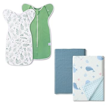 ANYEDDE Baby Swaddle - Arms Up Swaddle 3-6 Months for Infants with Cuff Removable, Baby Blankets with Muslin Cotton & Minky Dots for Toddler - Soft Minky Blanket, Newborn Blanket with Double Layer