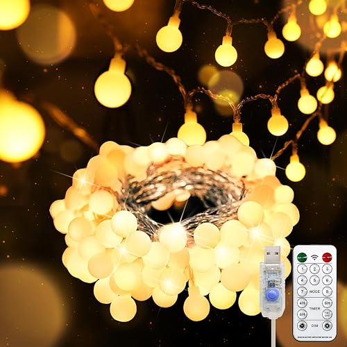 suddus Globe String Lights – 100 LED Warm White (33 ft)