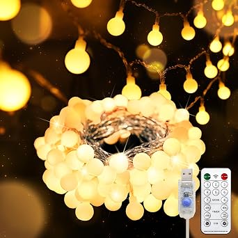 suddus 100 LED Classroom Globe String Lights USB Warm White with Remote