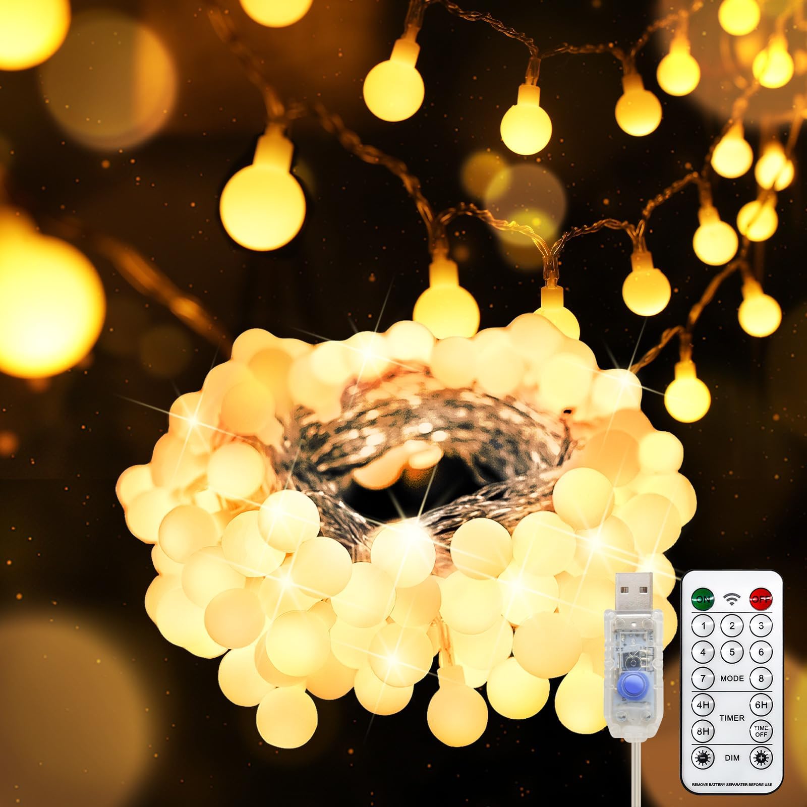 SUDDUS Globe String Lights Bedroom, 100 Led Fairy Lights Plug in, Indoor String Lights for Christmas, Backyard, Patio, Garden, Party, Bedroom, Living Room, Classroom, Warm White โ image 1