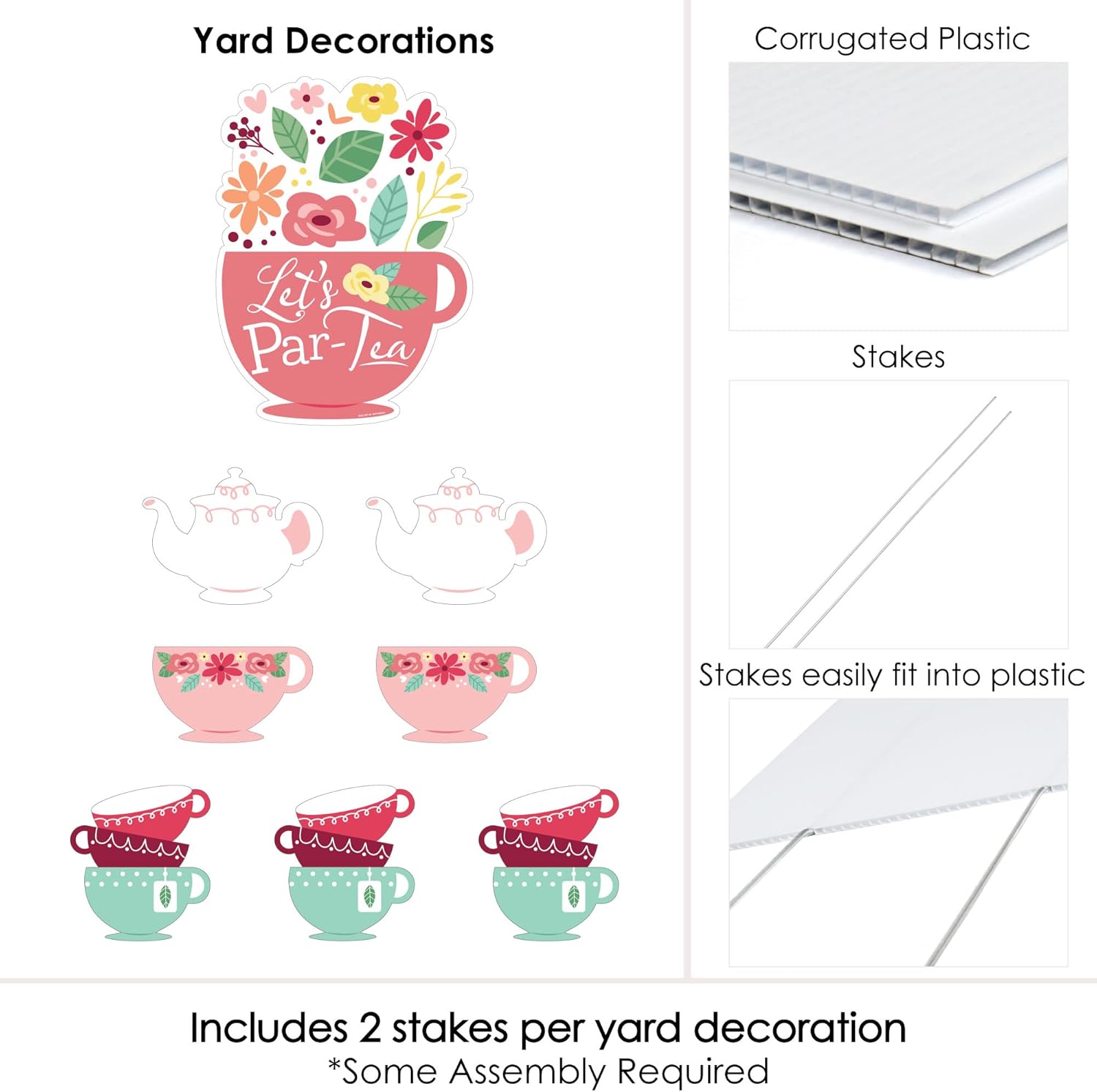 Big Dot of Happiness Floral Let’s Par-Tea - Yard Sign and Outdoor Lawn Decorations - Garden Tea Party Yard Signs - Set of 8