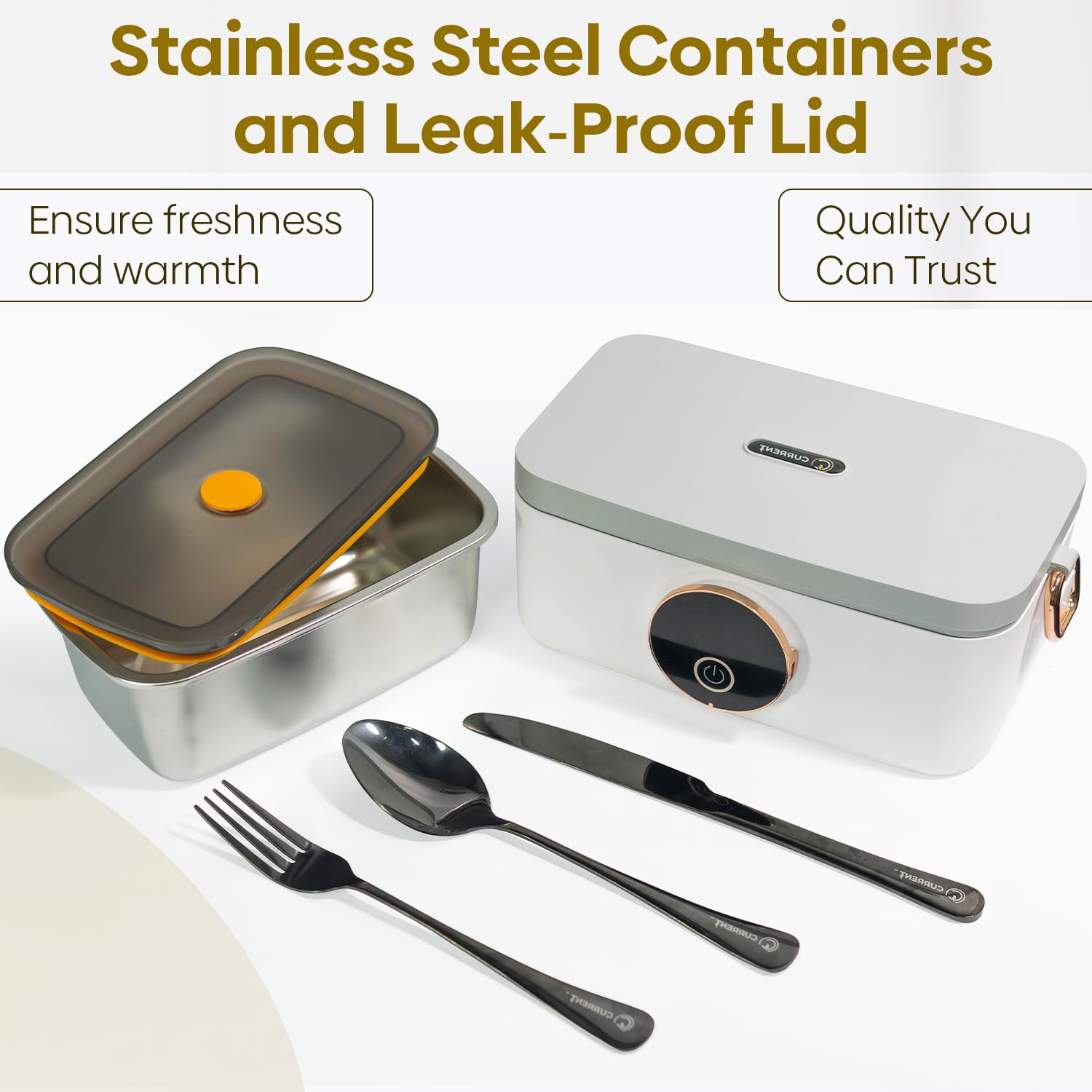 Lunch Box elettrico da 1 litro, scaldavivande portatile con ricarica rapida, a prova di perdite, per lavoro, viaggi, attività all'aperto, borsa termica e contenitore in acciaio inox, set di posate