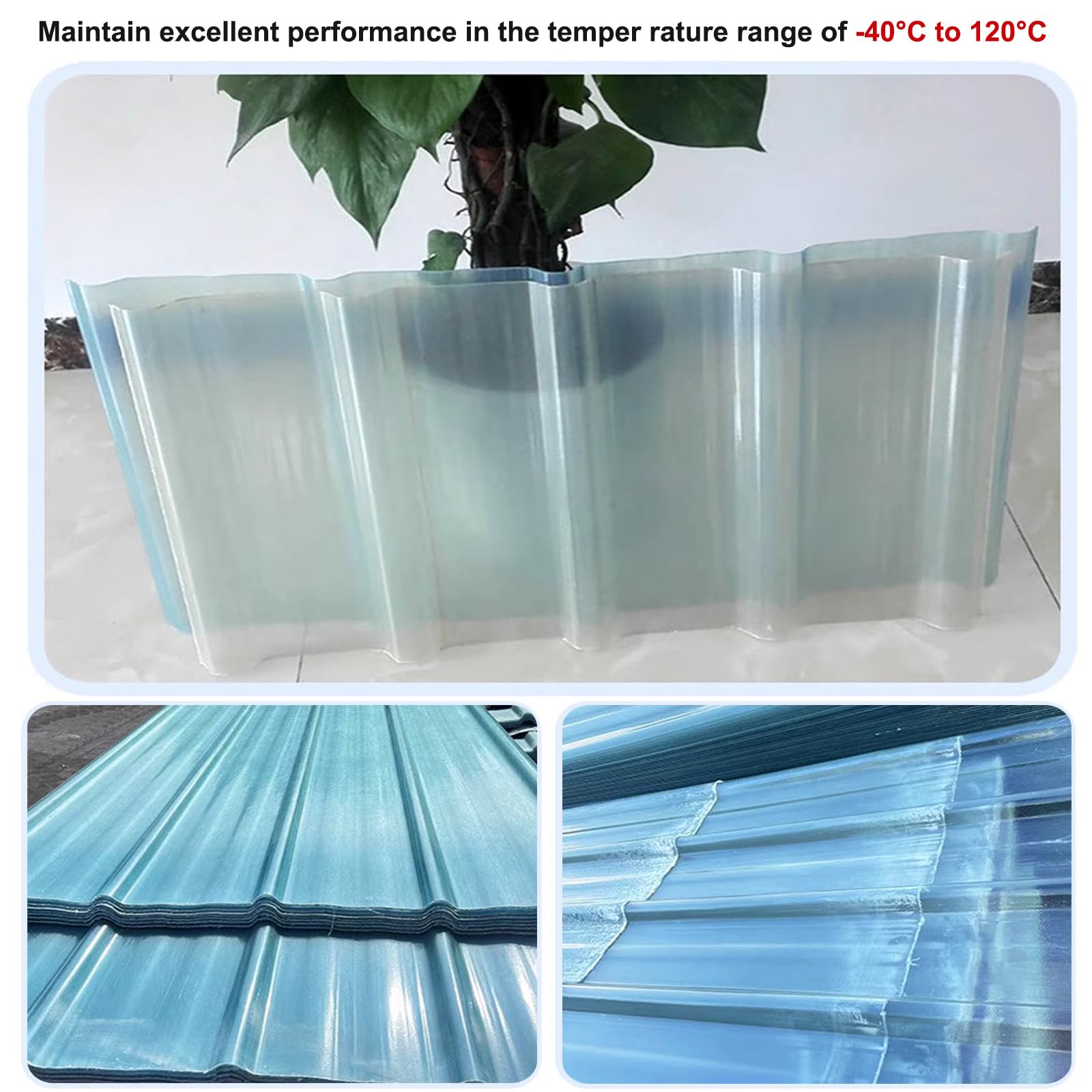 Placa Ondulada,Planchas Transparentes Tejados,Paneles para Tejado a Prueba de Lluvia,Captadores de Luz,Chapa Tejado de Aislamiento,Lámina Techo,para Invernadero Cochera (0.9x1.5m/35x59in)