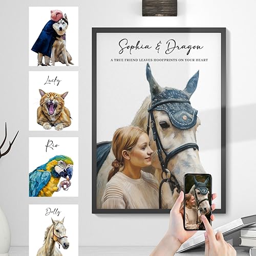 Miniatura 9 de Giantbighands Póster de Retrato Personalizado de Mascota Retro - Regalos para Amantes de Mascotas, Póster de Retrato Acuarela Personalizado de Perro