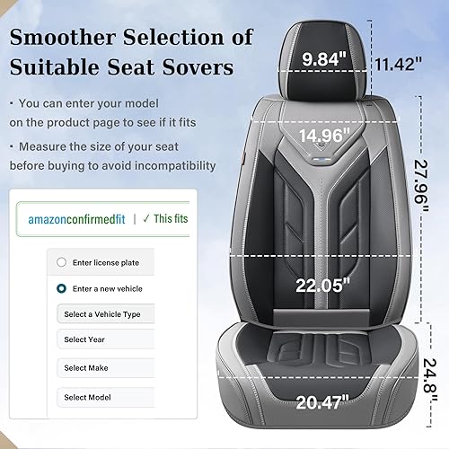 Vista 74 de Coverado Juego completo de fundas para asiento delantero y trasero para automóvil, cuero, impermeables, acojinadas, protectoras, ajuste universal