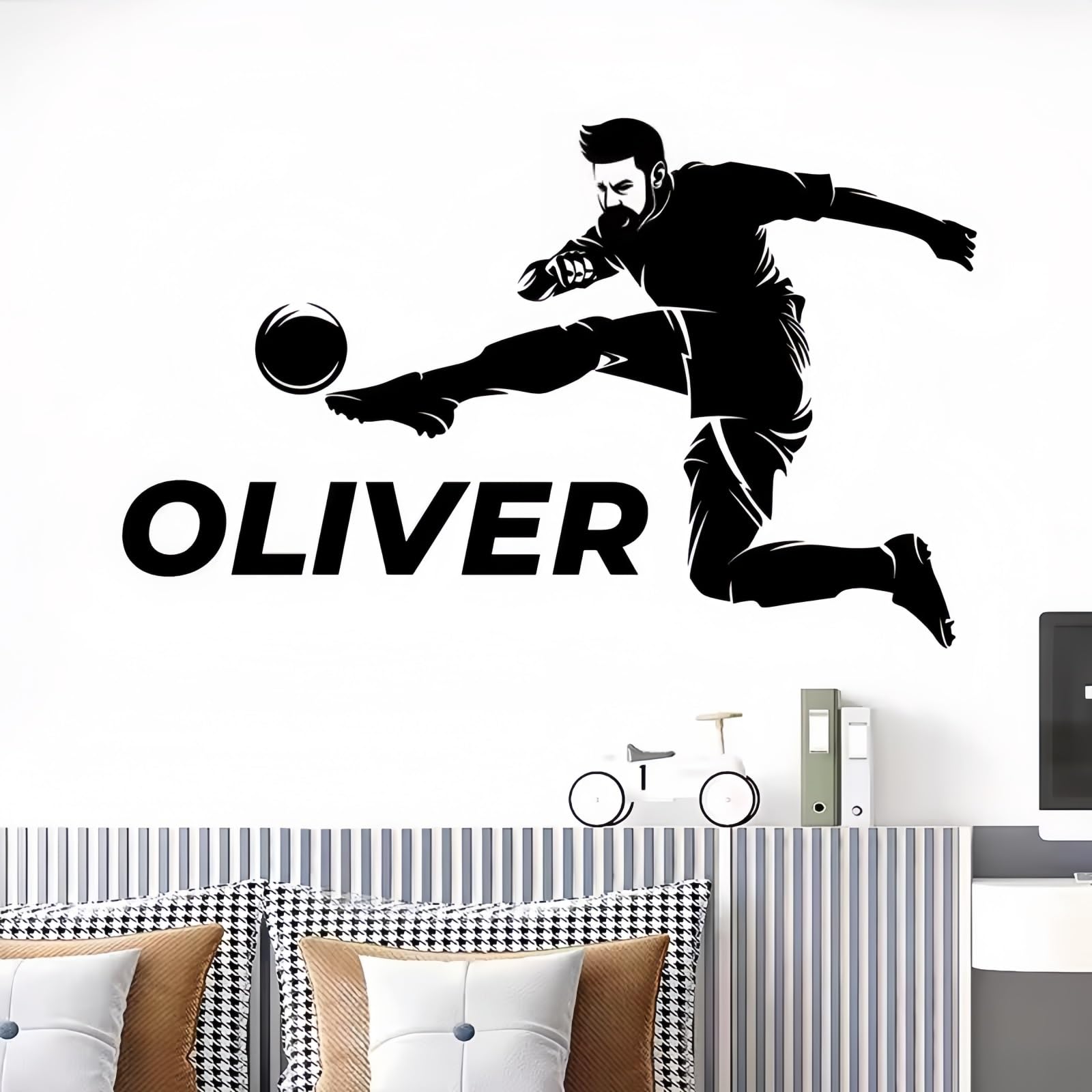 Pegatinas De Fútbol Personalizadas con Nombre Y Número. Vinilo De Portero Personalizado For Pared. Decoración For Habitación De Niños Y Niñas. Póster De Fútbol(56x70cm)