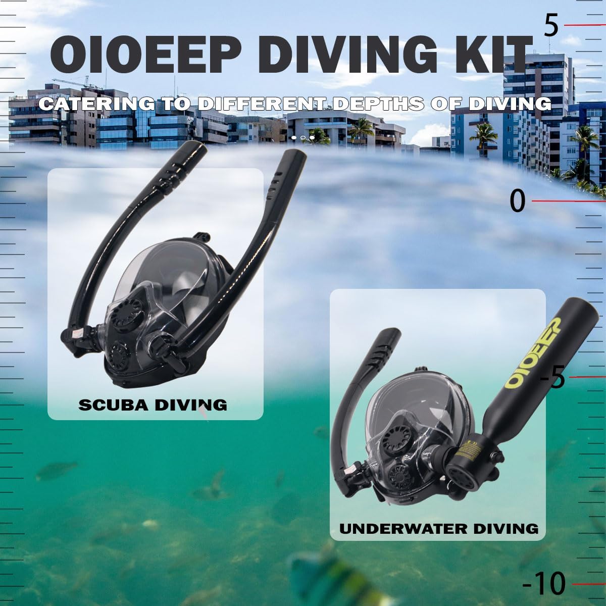 Mini Scuba Diving Tank with Sub-Mask, 0.5L Dive Portable Lungs Kit，Underwater Breathing System for Family, Party and Trip Perfect Professional Diving Packages