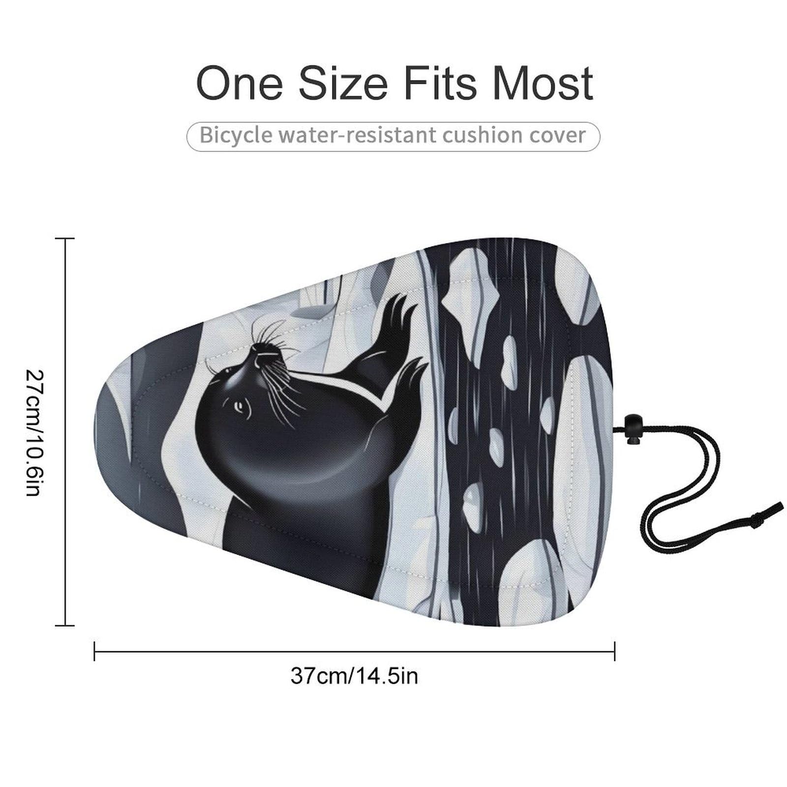 Seals on Ice Bike Seat Cover for Men Women, Waterproof & Dustproof Bike Seat Cushion with Drawstring, Adjustable Bicycle Saddle Cover for Or Rain & Sun Protection