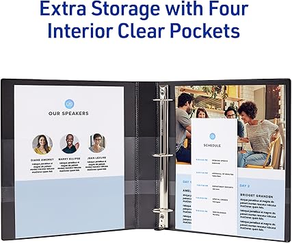 Avery Heavy-Duty View 3 Ring Binder, 1 One Touch EZD Rings, 275-Sheet Capacity, 1.4 Inch Wide Spine, Great for Home, School Supplies, Office, or Organization Needs, 1 White Binder (79199)