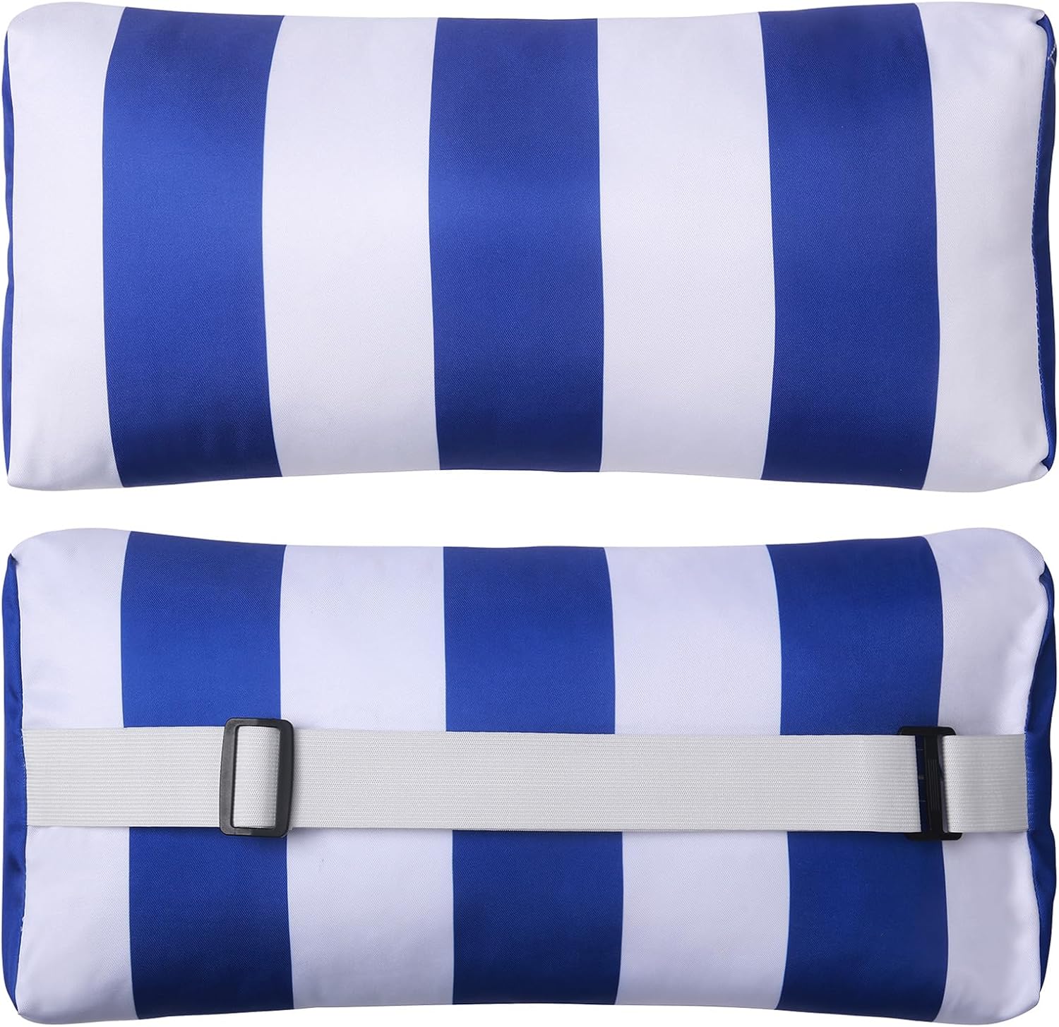 Outdoor Pillow for Chaise Lounge Chair, 2pcs Striped Chaise Lounge Pillows, Adjustable Strap Head Lumbar Pillow for Patio Pool Beach Office, Dark Blue