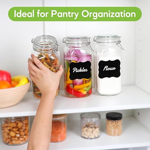 Miniatura 5 de EkkoVla Tarros de vidrio de 78 onzas con tapas herméticas, juego de 3 recipientes grandes de almacenamiento de alimentos, recipientes cuadrados de