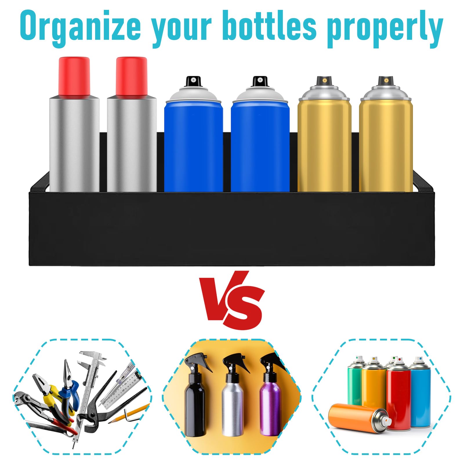 YEXEXINM 2 botes de espray magnéticos, soporte para latas para botellas de spray, color negro, soporte para latas de aerosol, soporte para taller para latas de aerosol, estantería