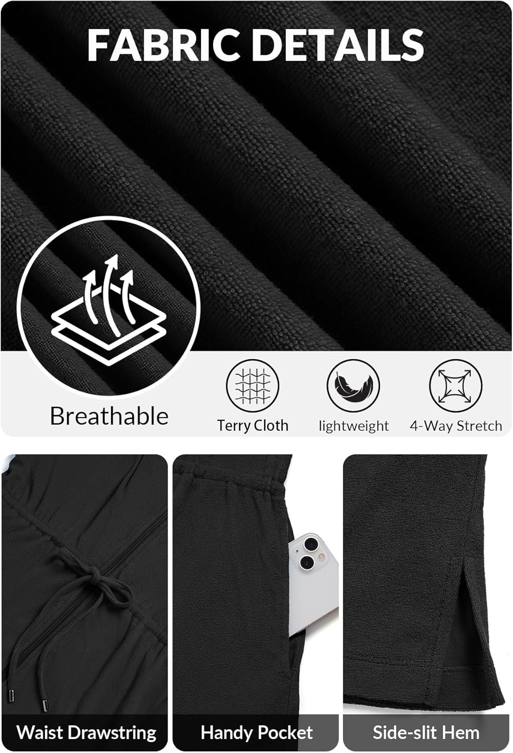 Yonique Terry Cloth Cover Ups - Hooded Cotton Swim Sun Cover-up with Zipper Pockets Beach Swimsuits - Image 6