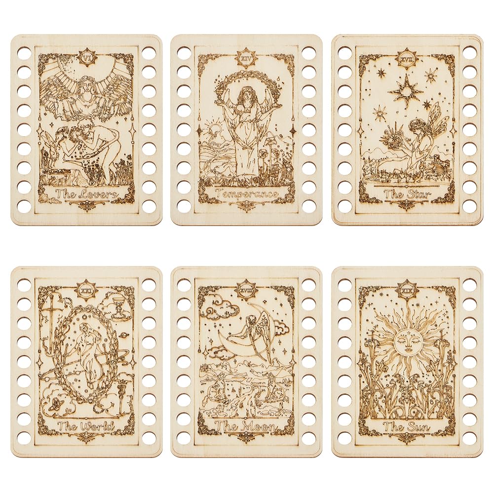Soportes de almacenamiento de hilos de bordado ORIGACH de madera grabada con 18 guías