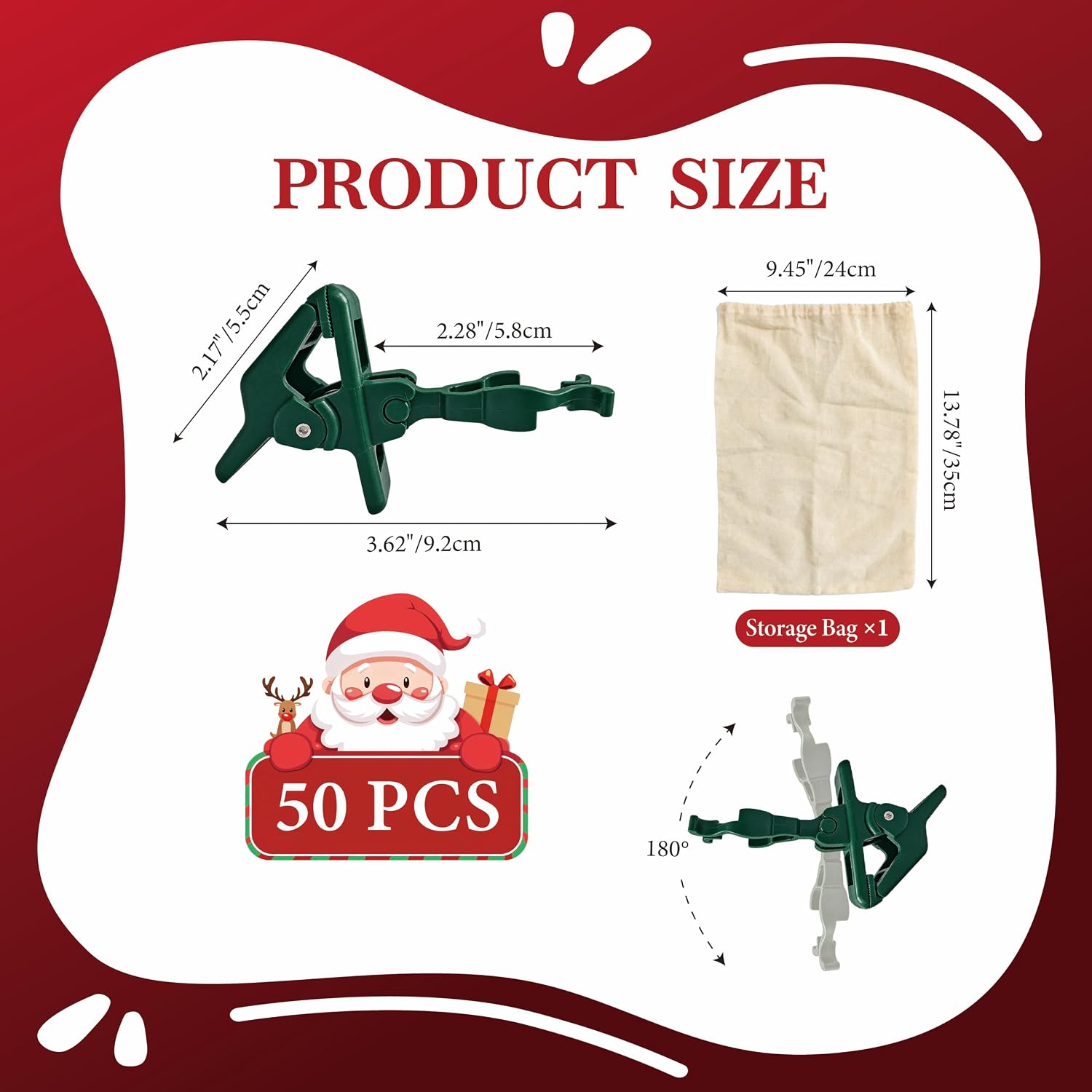 C7 C9 Christmas Lights Quick Spring Clips Weatherproof Shatterproof Clips