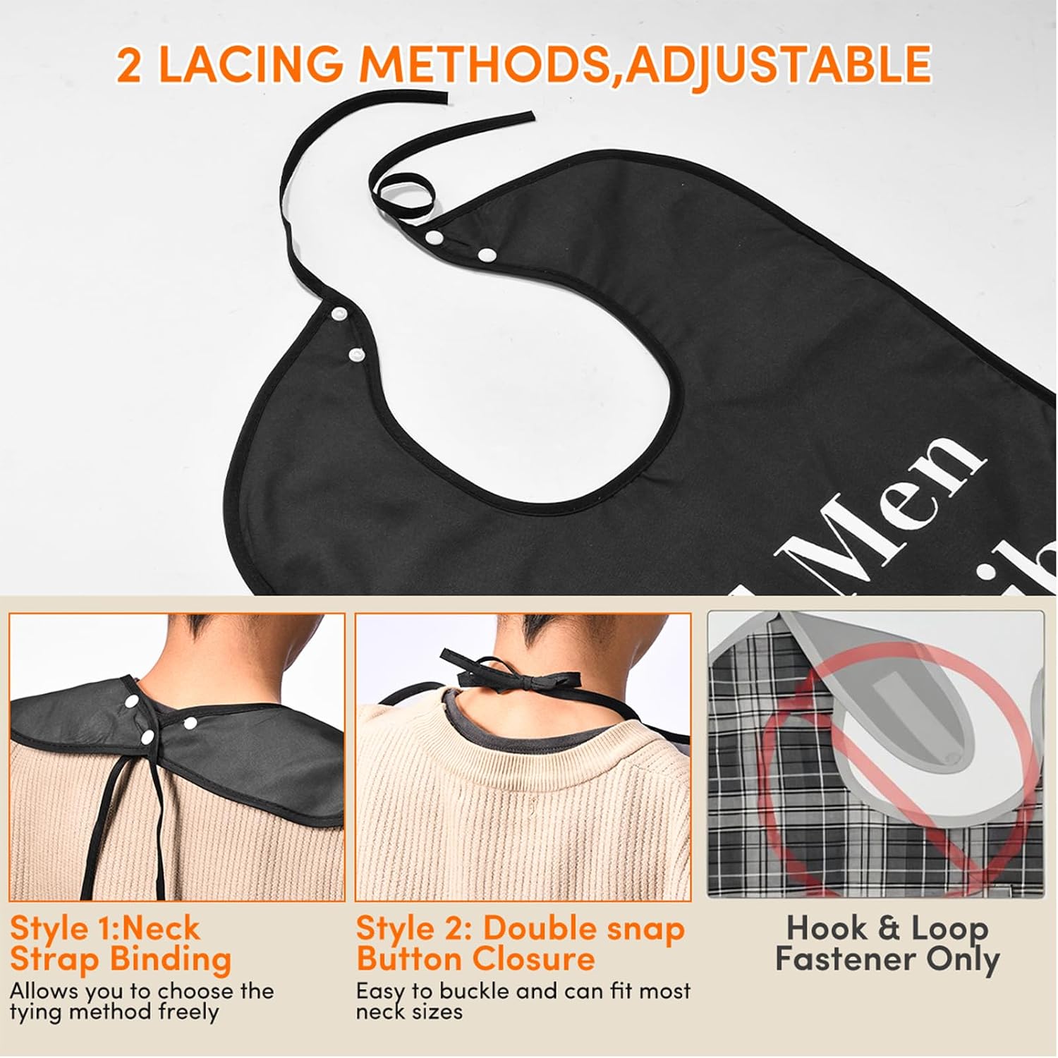 3Pcs Adult Bibs For Men Women Washable Reusable Waterproof Large Bibs For Adult Clothing Protector With Crumb Catcher