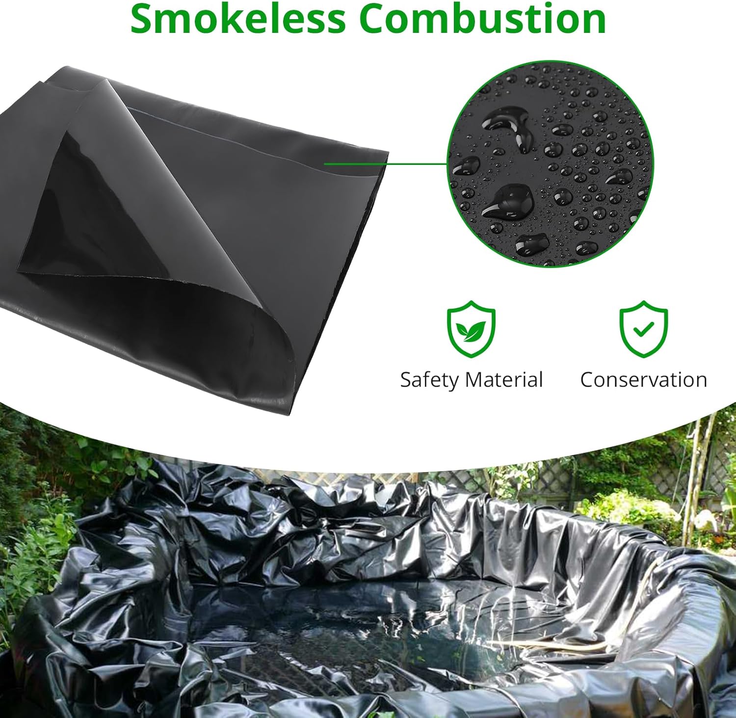 10x15 Ft EPDM Pond Liner - 45 Mil Ultra Thick UV & Puncture Resistant, Fish-Safe Rubber Liner for Koi Ponds, Waterfalls, Fountains, Rainwater Tanks & Landscaping