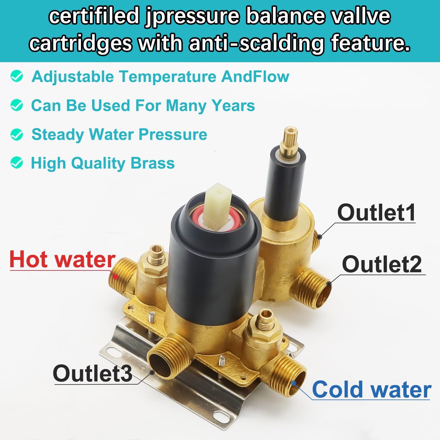 3 Way Shower Diverter Valve Wall Mount Pressure Balancing Shower Diverter Mixing Valve 3 Way Replacement Brass Mixer Kit Matte Black