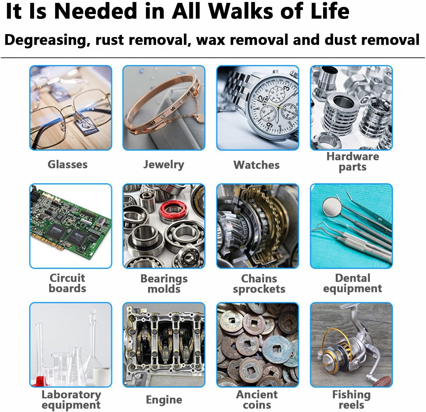 Stainless Steel Record Cleaner with 40KHz Ultrasonic Vibration, Digital Display, Adjustable Time & Temperature – Perfect for Cleaning Jewelry, Glasses, & Small Parts