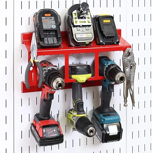 Miniatura 8 de Wall Control Soporte para taladro de almacenamiento de herramientas eléctricas  Taladro de impacto compacto a batería, organizador de tablero de