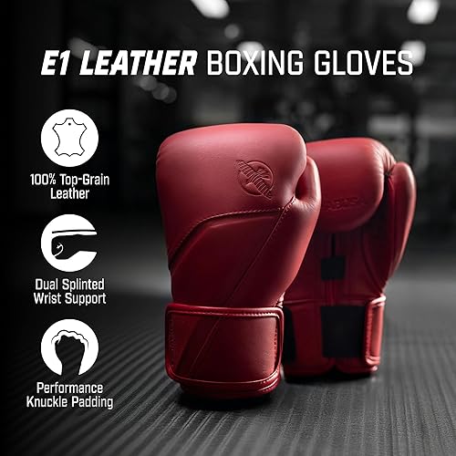 Miniatura 2 de Hayabusa Guantes de boxeo de cuero E1 para hombres y mujeres, protección de muñeca y nudillos, soporte de muñeca con doble férula, acolchado para