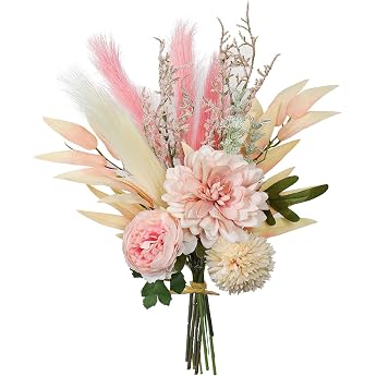 Weldomcor Artificial Flowers Artificial Plants Fake Flowers Pampas Grass Dried Decorative Silk Flowers Artificial Flower Bouquet Artificial Flower Arrangements Wedding Room Decoration Pink