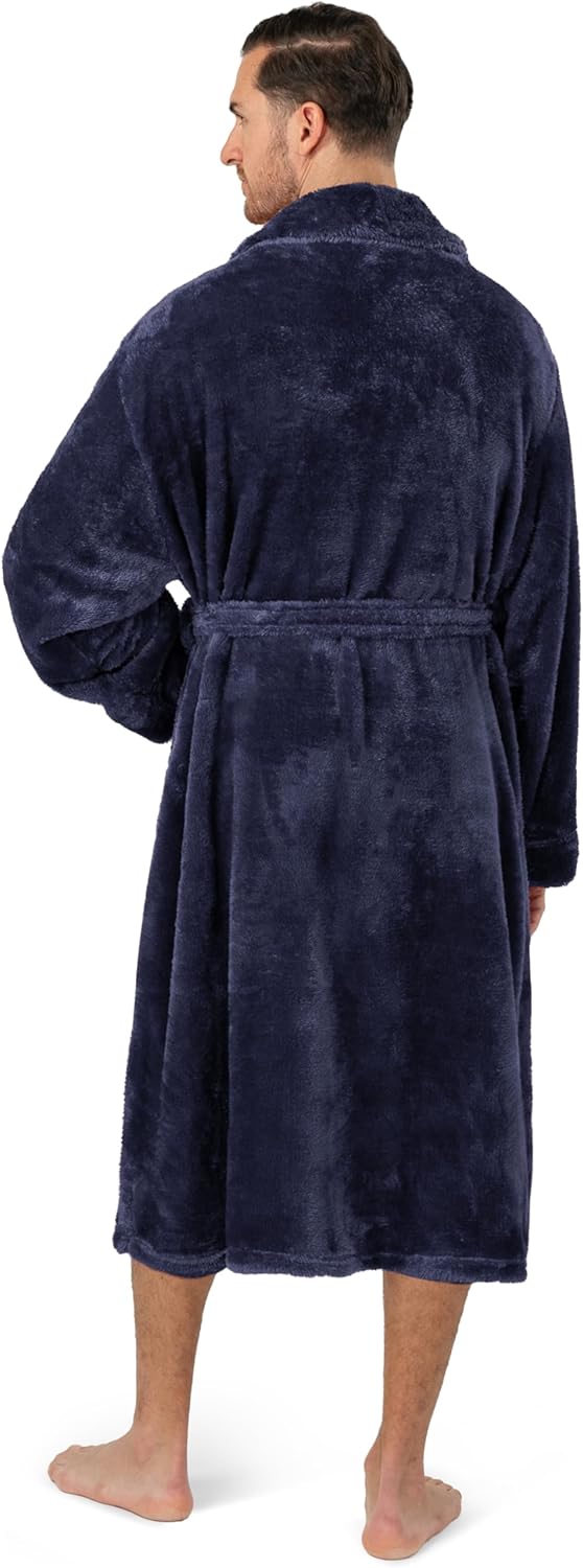PAVILIA Mens Soft Robe, Plush Fluffy Fleece Bathrobe Men, Long Sherpa Shaggy Spa Robe - Image 3