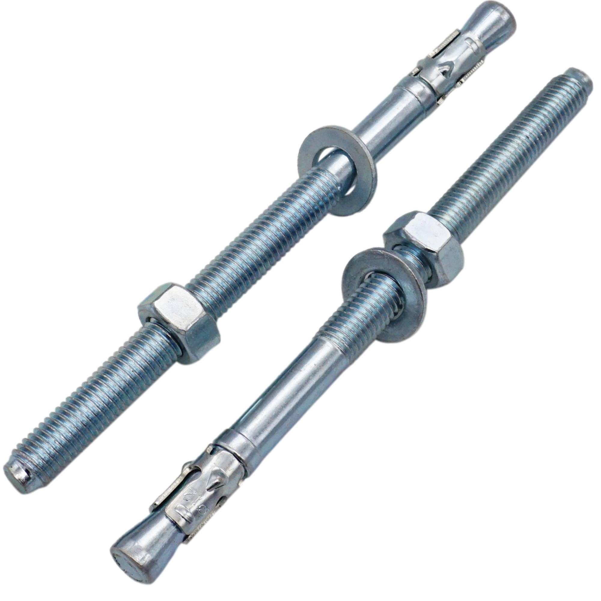 Skir'co (2 Pcs) Zinc Plated Wedge Anchors M12 X 180 Mm, Metal Dowels, Anchor Bolt, Masonry Anchors, Concrete Anchor