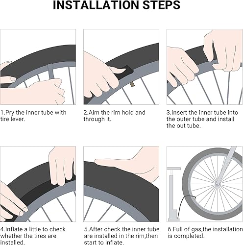 Miniatura 6 de Himiway Tubos de bicicleta de neumático grueso de 20 pulgadas26 pulgadas, 2026 x 4.04.90 AV33 mm, tubo interior de repuesto de goma butílica premium