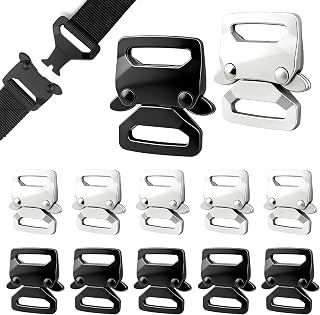 12pcs Metal Paracord Lock Luggage Belt Buckles Snap Closure for Dog Collars Bracelet and DIY Projects (6 Black + 6 Silver)