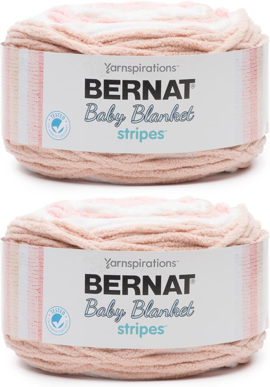 Bernat Baby Blanket Stripes Coralbells Yarn - 2 Pack of 300g/10.5oz - Polyester - 6 Super Bulky - 220 Yards - Knitting/Crochet