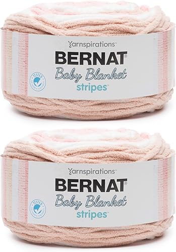 Bernat Estambre de rayas para manta de bebé, 2 unidades de 10.5 onzas (10.58 oz10.5 onzas), poliéster, 6 súper voluminosos, 220 yardas, tejido,