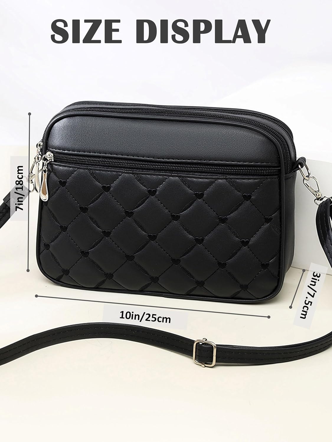 Small Quilted Crossbody for Women purse,vegan leather Multi-layer Shoulder Handbag with Adjustable strap - Image 6