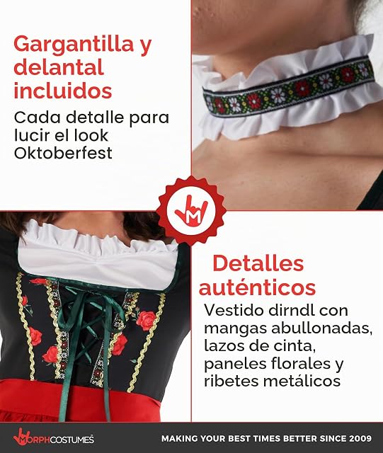Foto 3 de 7 de Morph Disfraz Tirolesa Mujer, Disfraz Dirndl Halloween Mujer, M