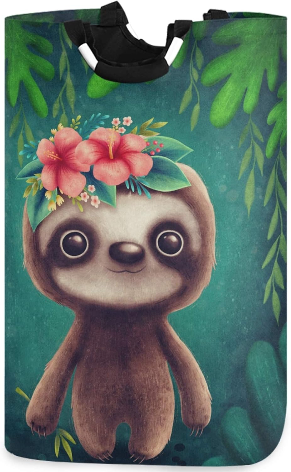 visesunny Cute Sloth Animal Large Capacity Laundry Hamper Basket Water-Resistant Oxford Cloth Storage Baskets for Bedroom, Bathroom, Dorm, Kids Room