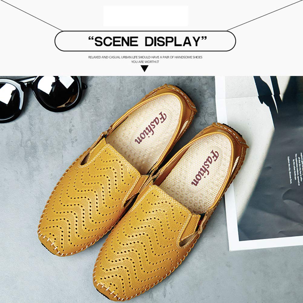 Mocasines casuales para hombre, de piel auténtica, transpirables, a la moda, zapatos de conducción