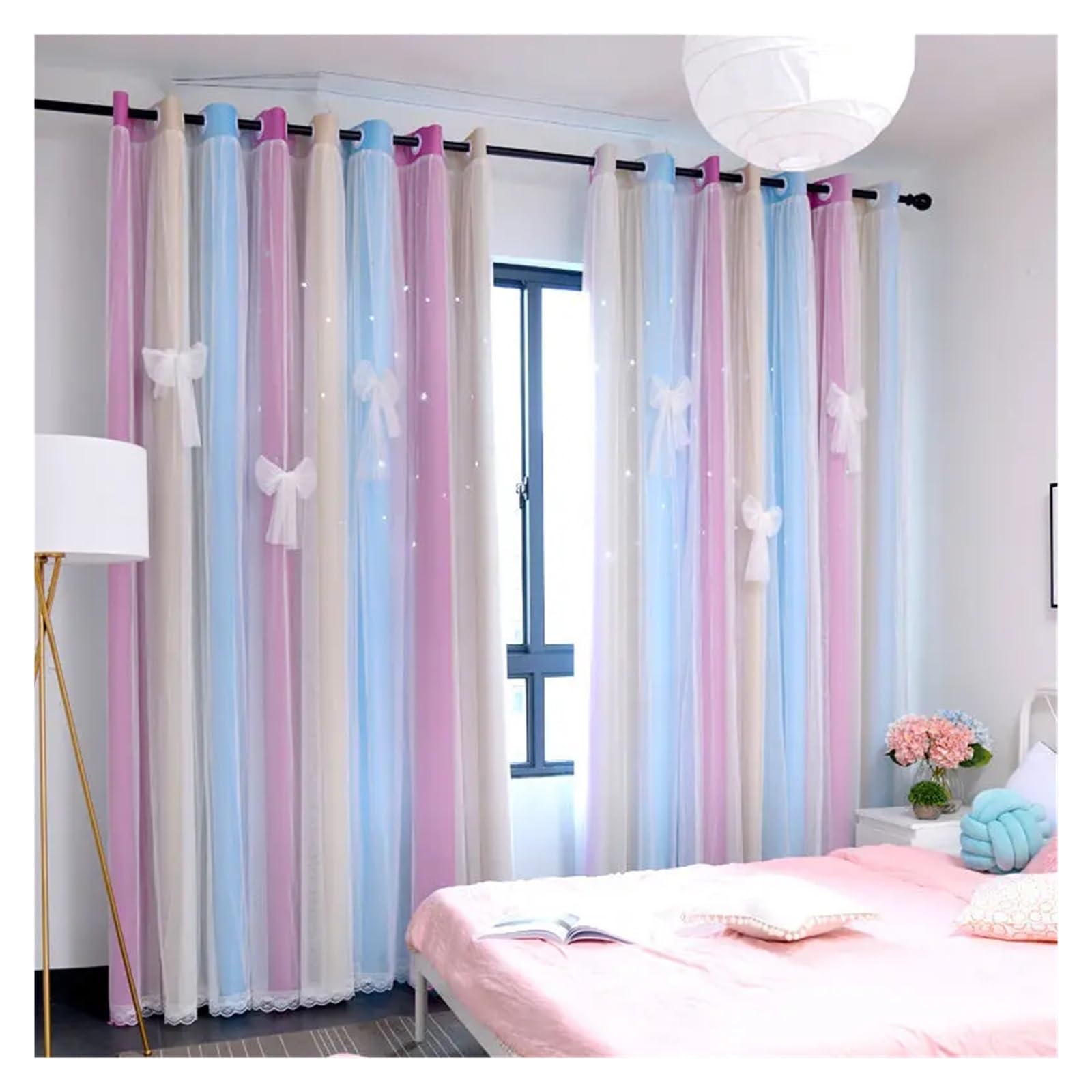 Rideaux occultants à double couche dégradés A3 W132xH160cm pour chambre