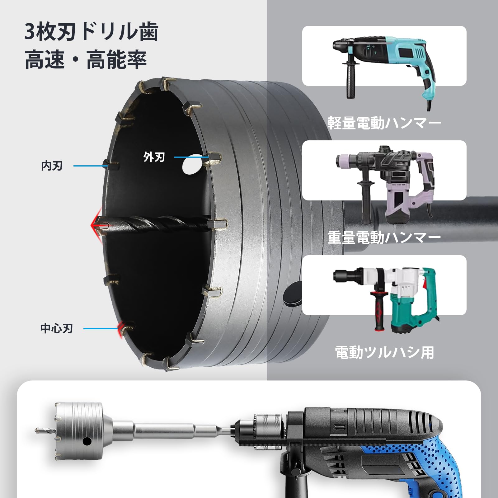 Amazon | 40mm コンクリートドリルビット(XL合金歯) 110mm SDS プラス