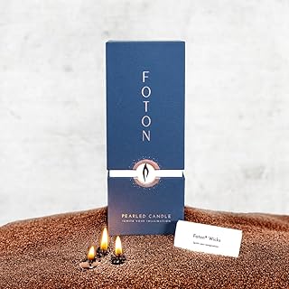 Foton Pearled Candle Colored 18 Oz - Pecan Unscented Non Toxic Luxury Long Lasting Powder Candles up to 120 Hours - Refillable Candle Sand with 30 Wicks for Candle Making