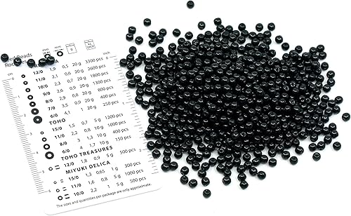 Miniatura 2 de Cuentas redondas de vidrio prensado de 1.76 oz (ab. 650 cuentas) de 0.157 in (0.16 pulgadas), cuentas pequeñas para encordar, paquete grande negro