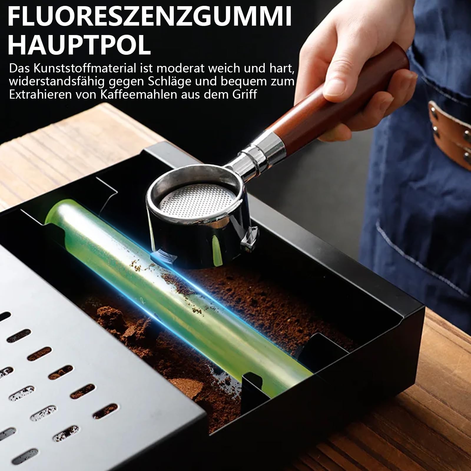 Contenitore per caffè in acciaio inox, adatto per tutte le macchine da caffè (nero, 34,5 x 25 x 8 cm)