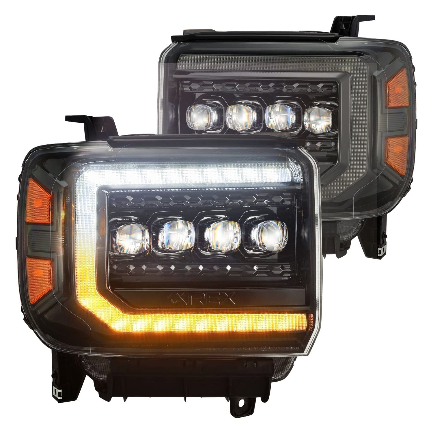 AlphaRex USA880616 Nova Series Projector Headlights fits GMC Sierra 1500, Smoke