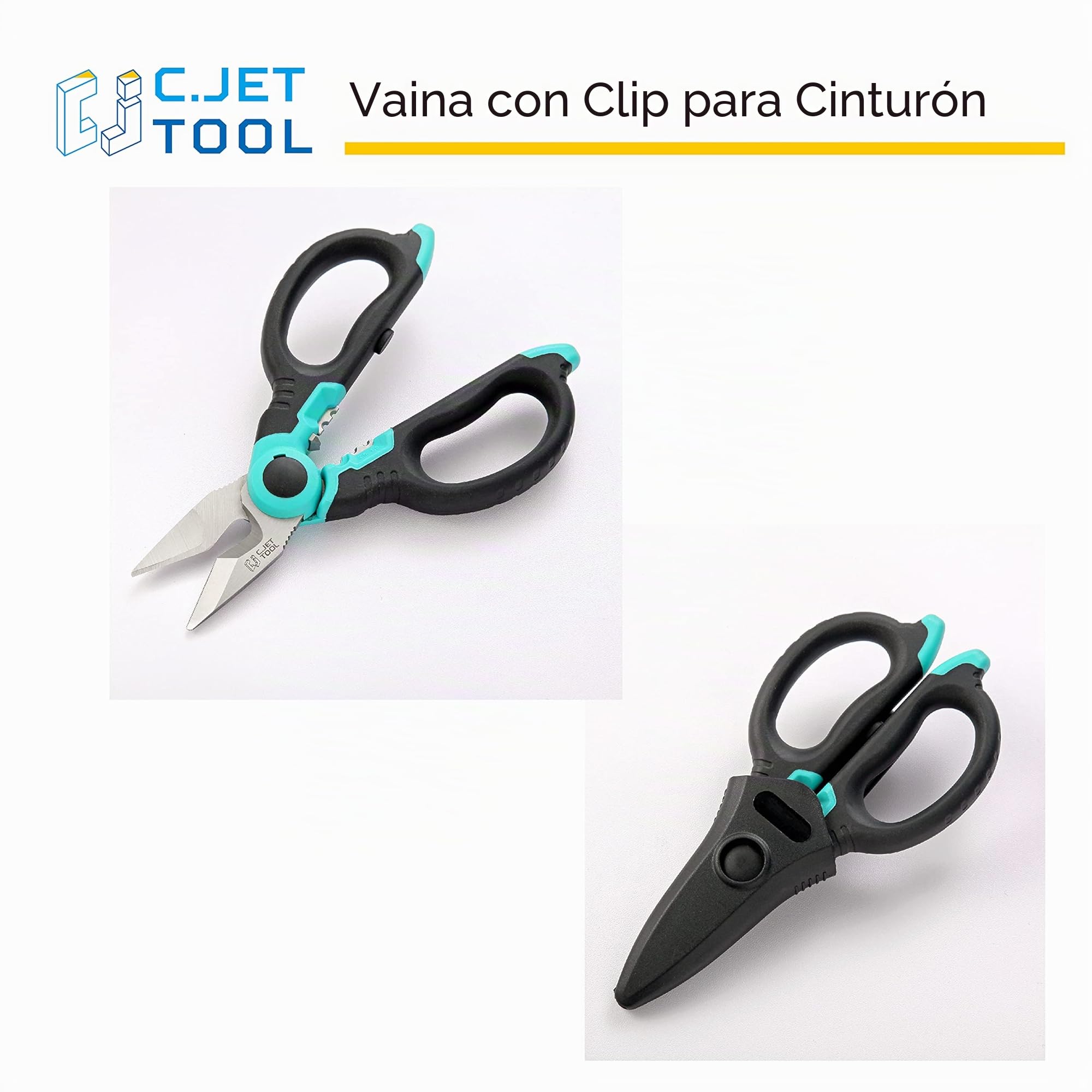 C.JET TOOL Tijeras Electricista Profesional de 160 mm, Acero Inoxidable para Cable Suave de Cobre de Aluminio (Turquesa)