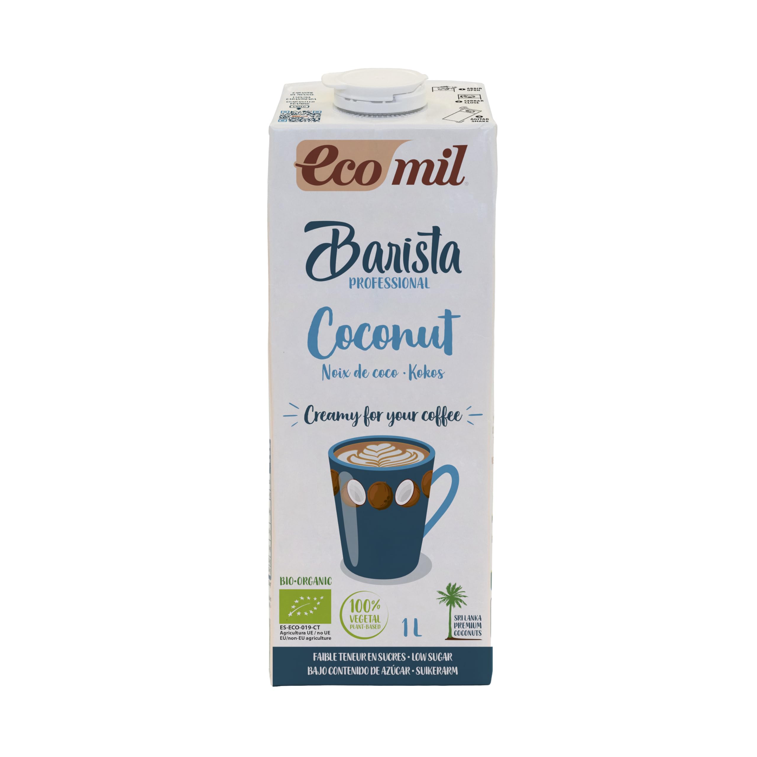Ecomil Bebida Vegetal Barista de Coco Bio Pack 6 x 1L, Sin Lactosa