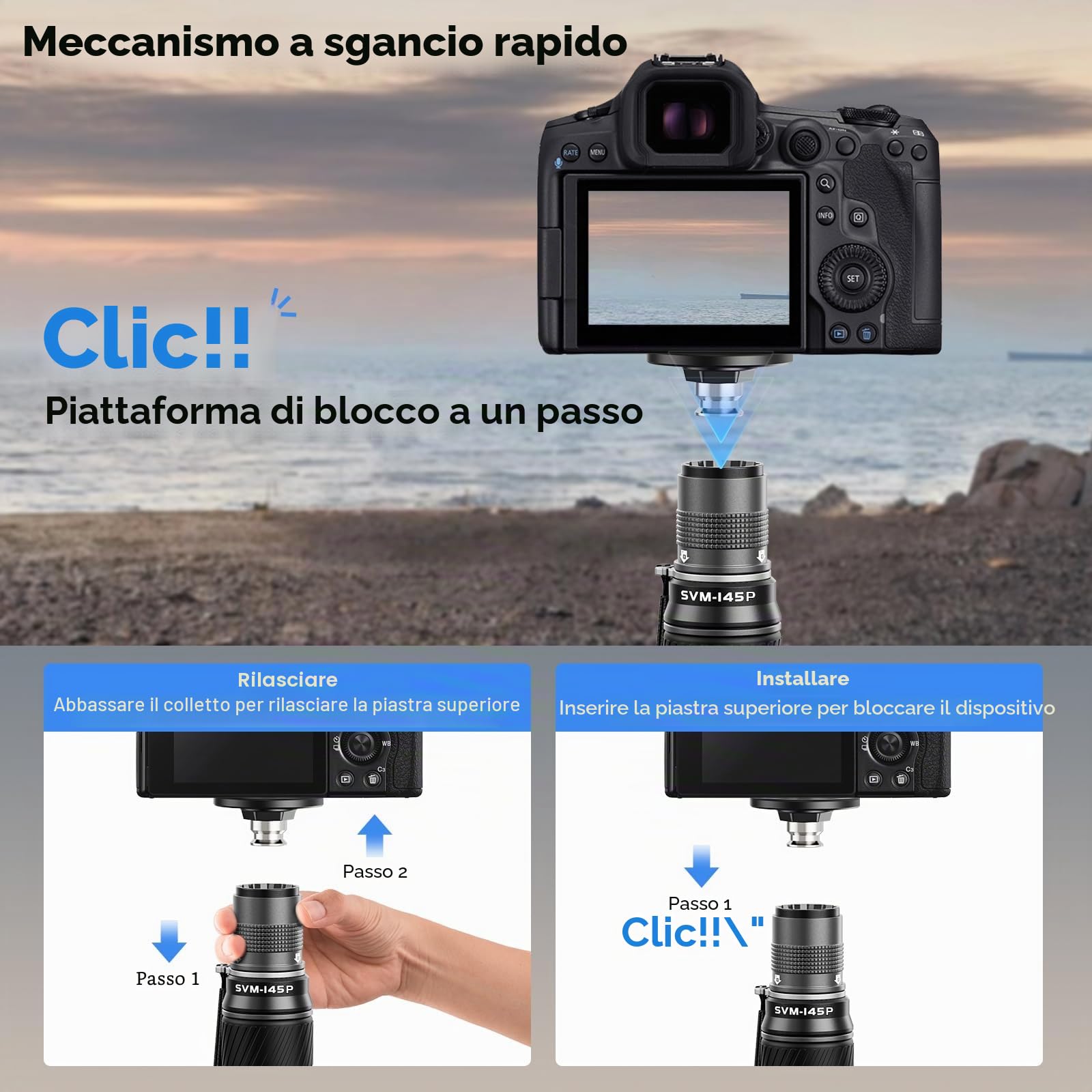 SIRUI SVM-145P Monopiede Carbin in Fibra, 57"/144cm Monopiede Video per Fotocamera con Pedale, Regolazione dell'altezza in Un Unico Passaggio con Blocco a Torsione, Carico Massimo 22 lbs/10 kg