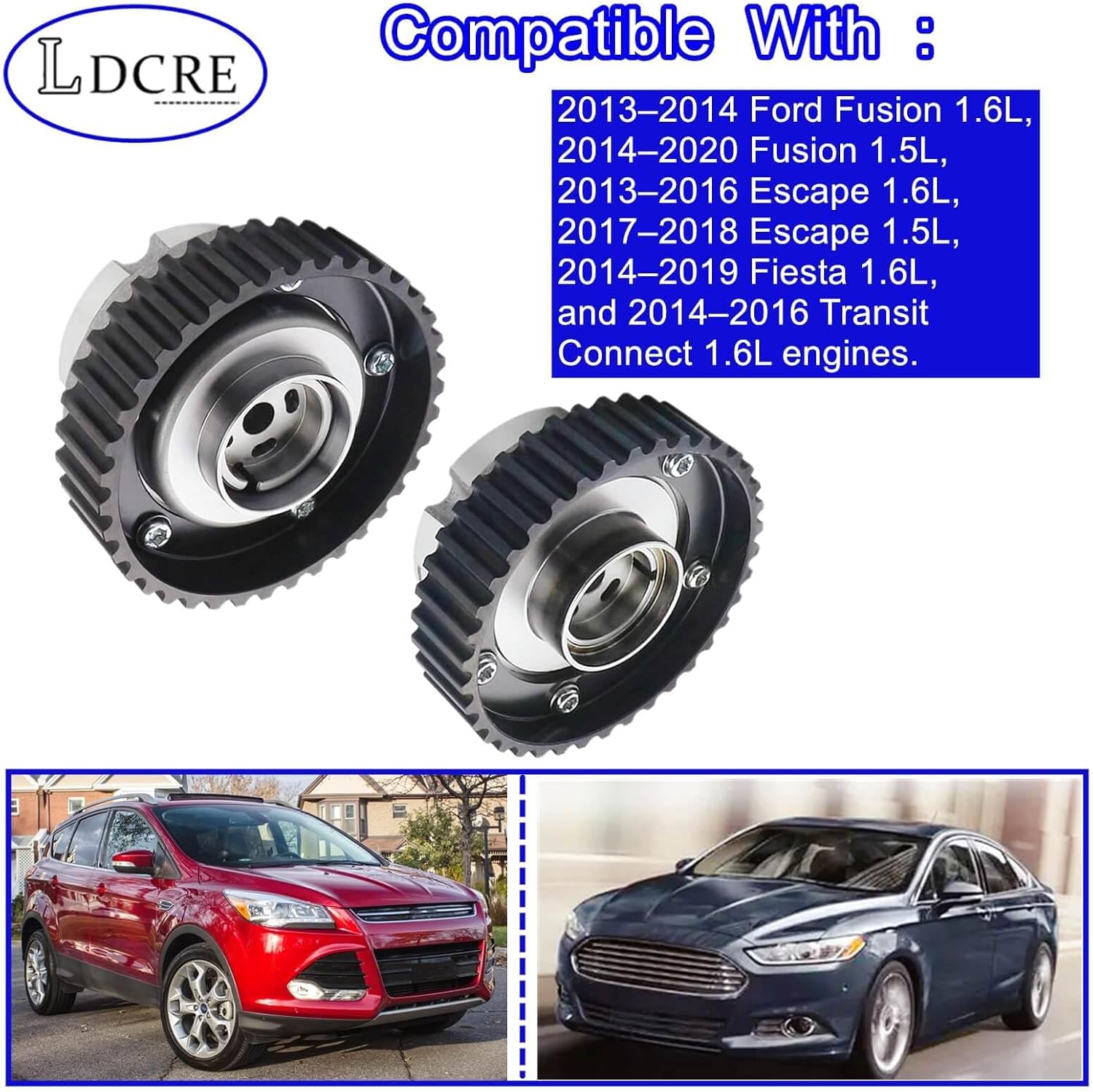 DS7Z6256A & DS7Z6256B Engine Variable Valve Timing (VVT) Sprocket Intake & Exhaust Camshaft Phaser Cam Gear for Ford Fusion Escape Fiesta Transit Connect Replace 4M5Z6256A 4M5G6C524ZA